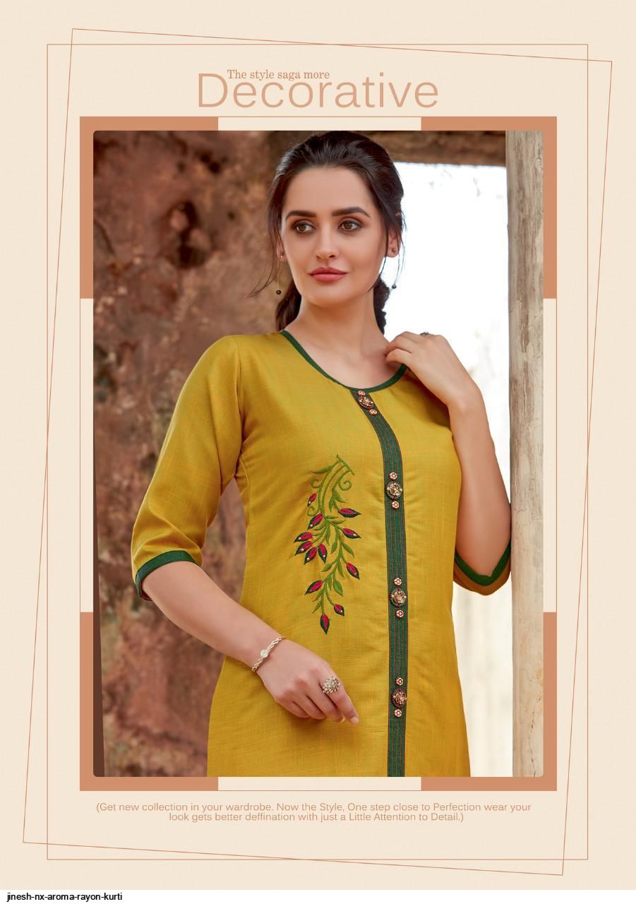 Aroma By Jinesh Nx – Rayon Kurti Catalogue By Surat Wholesale Dealer