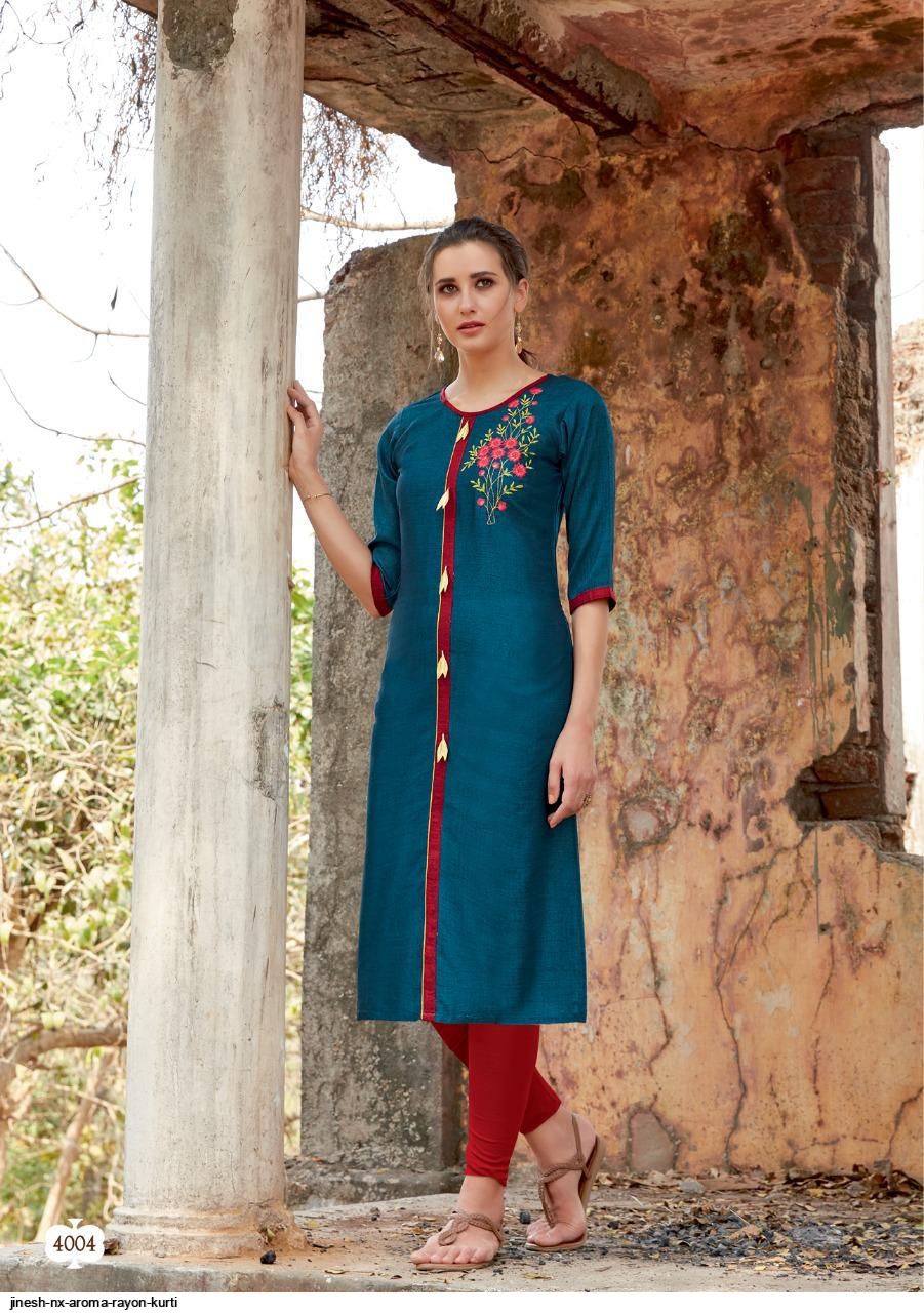 Aroma By Jinesh Nx – Rayon Kurti Catalogue By Surat Wholesale Dealer