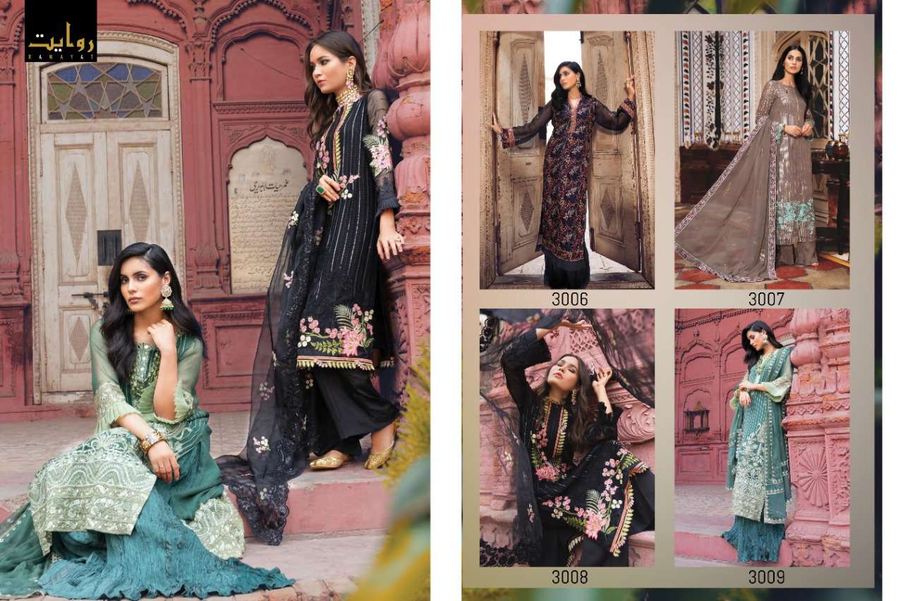 Rawayat Khas Georgette With Heavy Embroidery Work Pakistani Dress Material Collection At Wholesale Rate