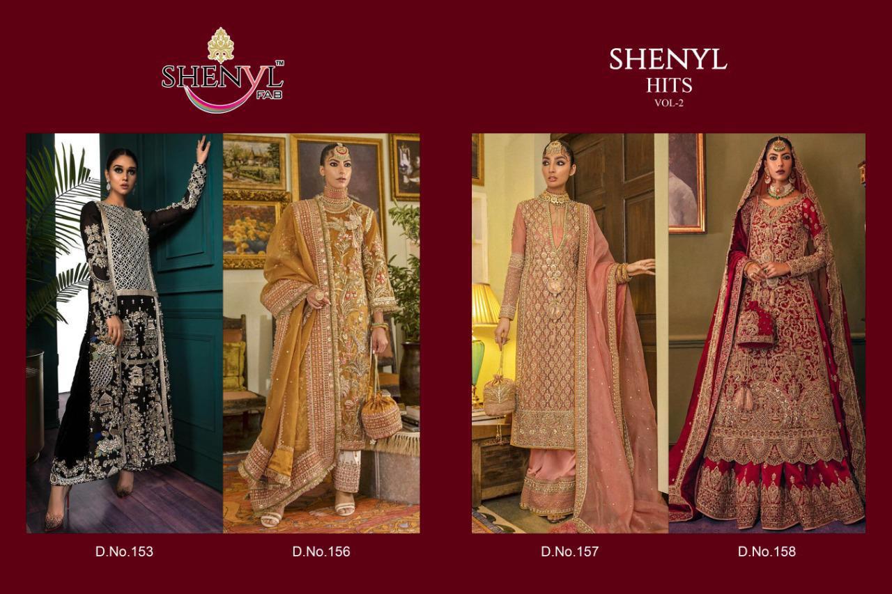 Shenyl Fab Launched Shenyl Hit Vol 2 Fox Georgette With Heavy Embroidery Work Pakistani Suits Wholesale Dealer Surat