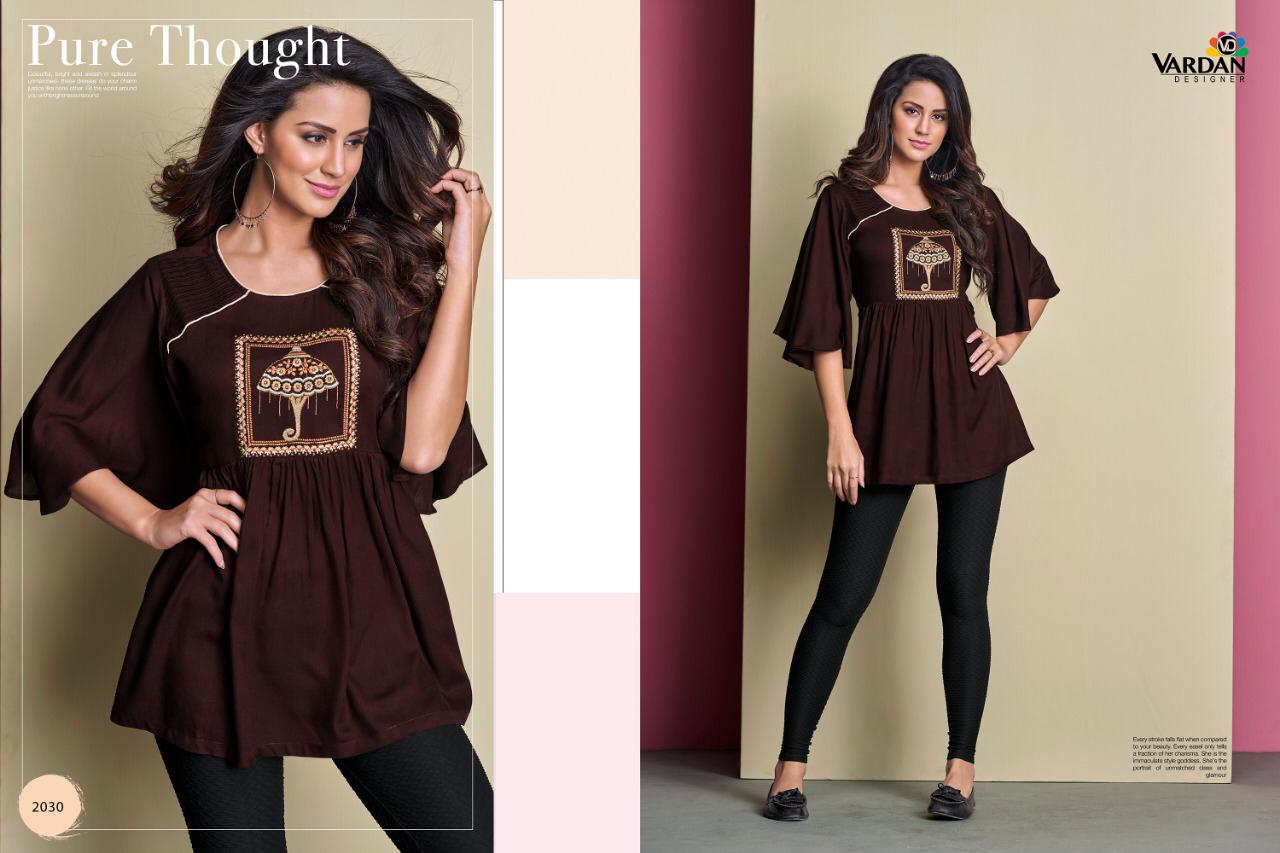 Vardhan Designer Ira Vol 2 Reyon Fabric Full Stitched Short Top Wholsale Price In Surat
