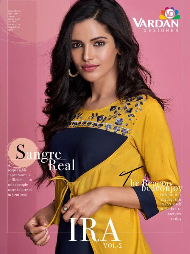 Vardhan Designer Ira Vol 2 Reyon Fabric Full Stitched Short Top Wholsale Price In Surat