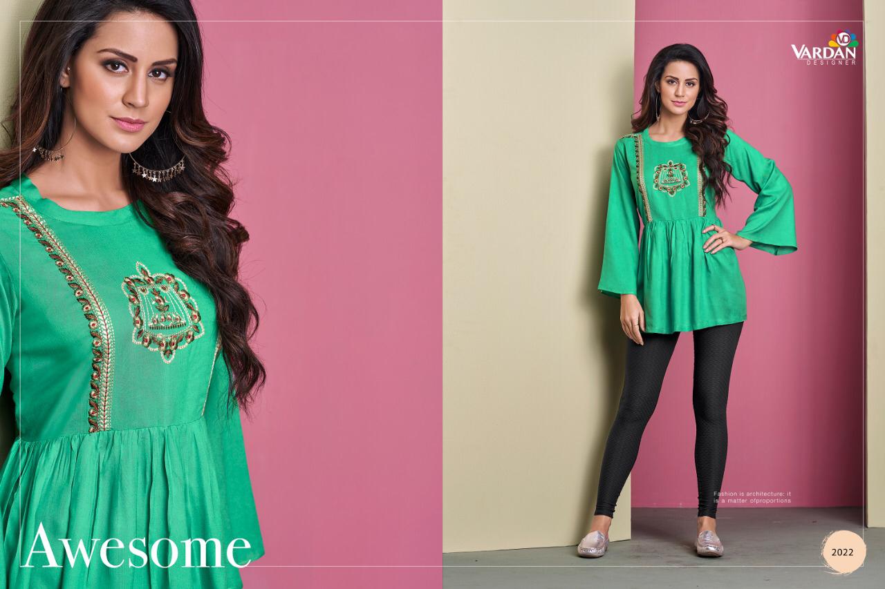 Vardhan Designer Ira Vol 2 Reyon Fabric Full Stitched Short Top Wholsale Price In Surat