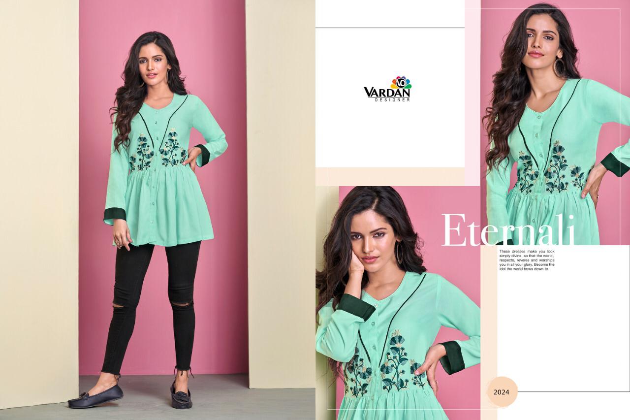 Vardhan Designer Ira Vol 2 Reyon Fabric Full Stitched Short Top Wholsale Price In Surat