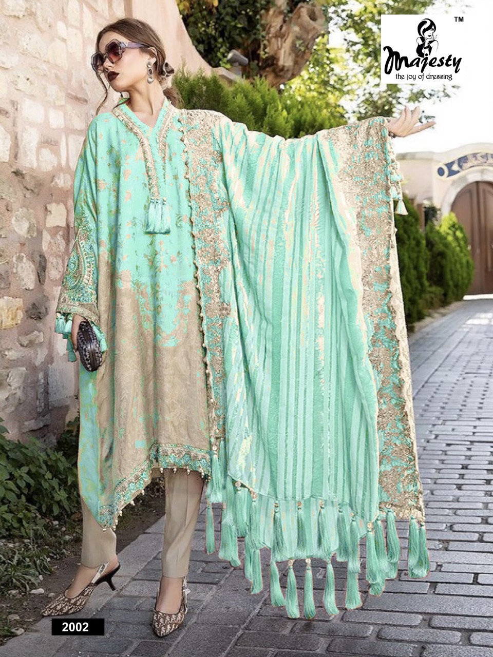 Majesty Maria Vol 2 Digital Printed Jam Silk With Patch Embroidery Work Pakistani Dress Material At Wholesale Rate