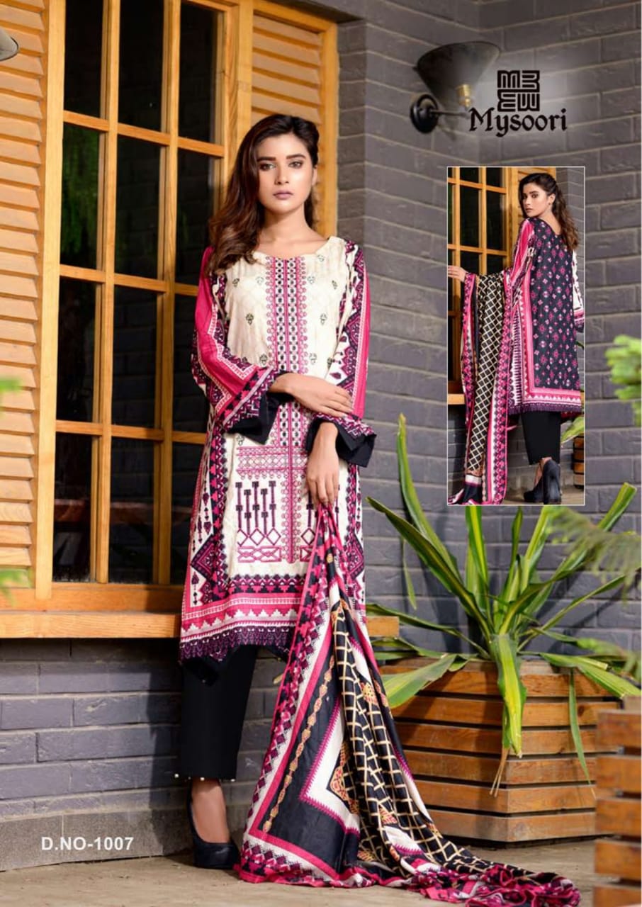 Mysoori Maira Hasan Premium Lawn Collection Printed Lawn Cotton Pakistani Dress Material