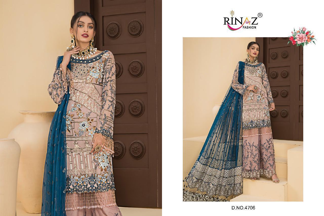 Rinaz Fashion Maryam’s Gold Vol 7 Fox Georgette With Heavy Embroidery Work Pakistani Suits