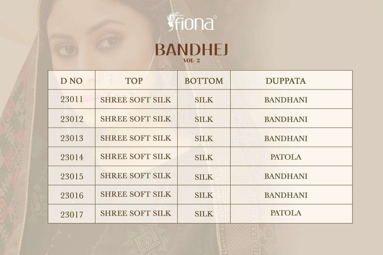 Bandhej Vol-2 By Fiona 23011 To 23017 Series Beautiful Suits Stylish Fancy Colorful Party Wear & Occasional Wear Sost Silk Work Dresses At Wholesale Price
