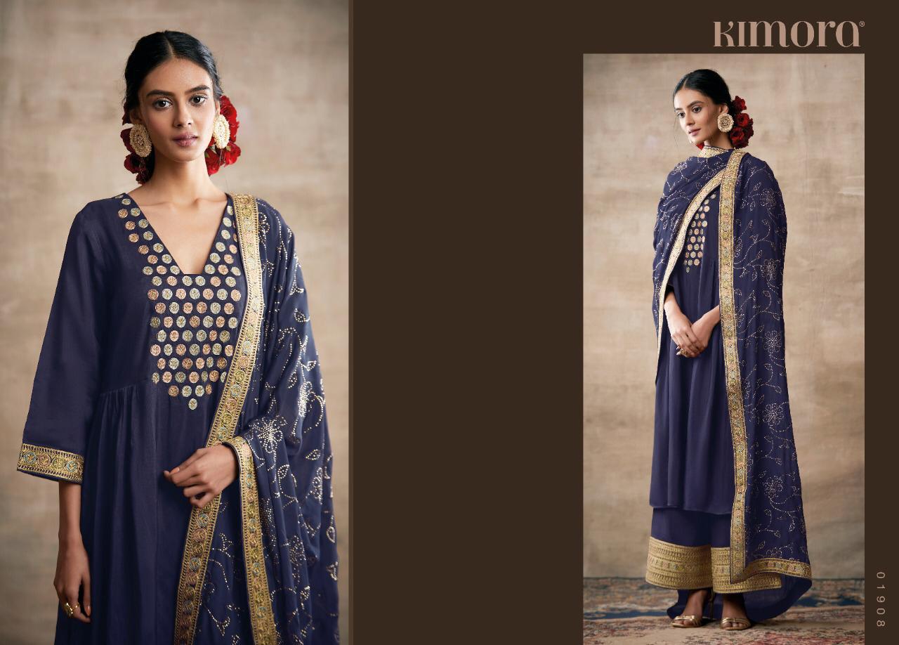 Kimora Fashion Noorani Designer Tusser Silk With Embroidery Work Dress Material At Wholesale Rate