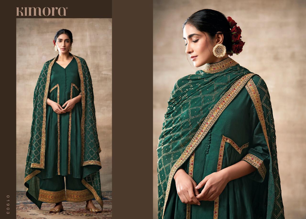 Kimora Fashion Noorani Designer Tusser Silk With Embroidery Work Dress Material At Wholesale Rate