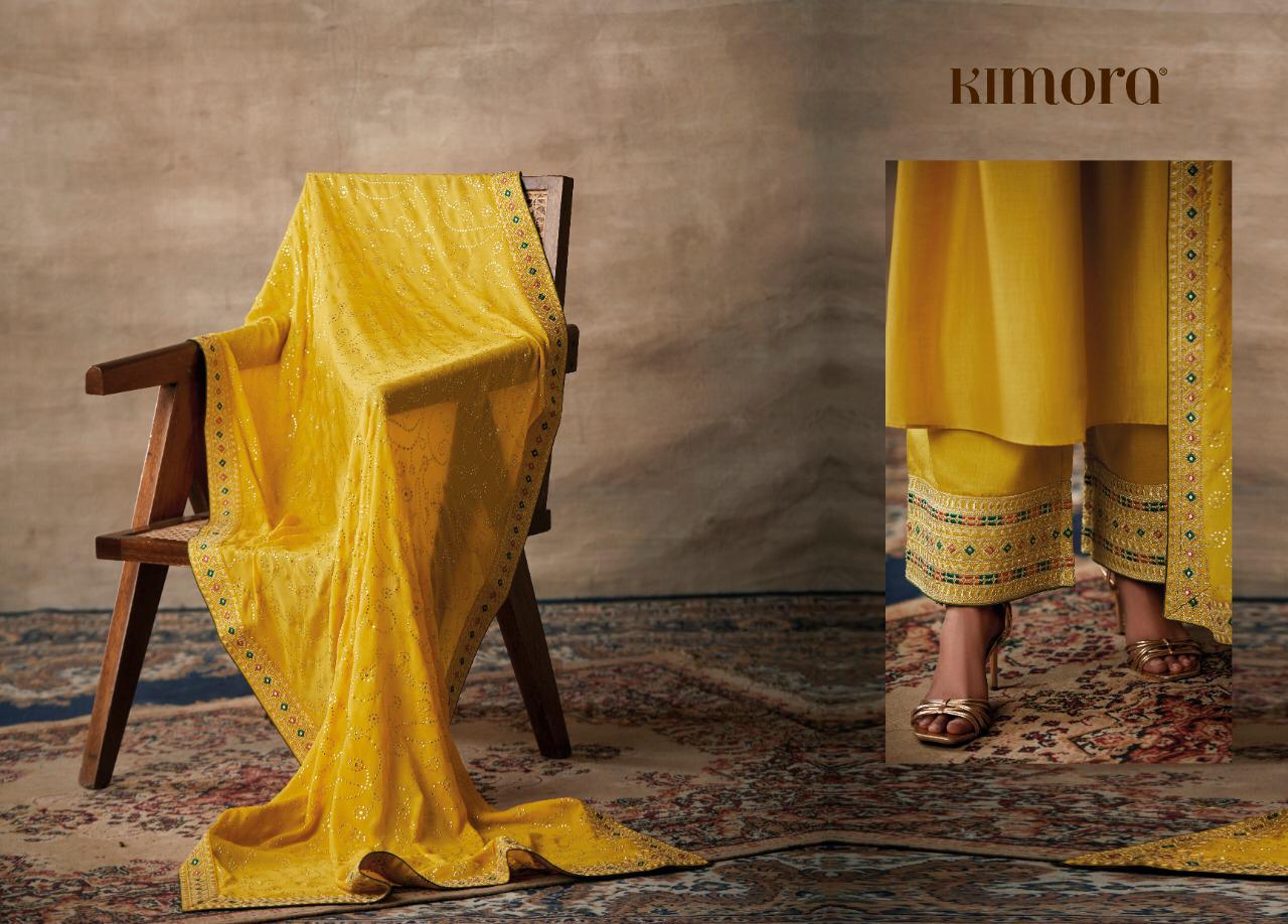 Kimora Fashion Noorani Designer Tusser Silk With Embroidery Work Dress Material At Wholesale Rate