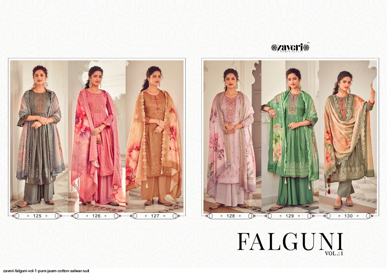Zaveri Presents Falguni Vol 1 Jam Cotton With Embroidery Work Salwar Suit With Palazzo