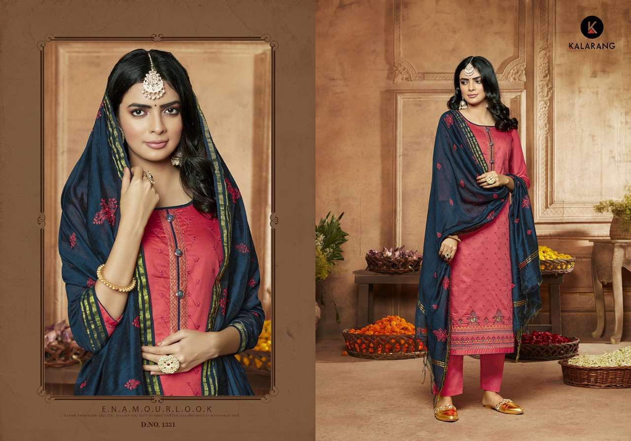 Ziyaa By Kalarang 1331 To 1334 Series Beautiful Suits Stylish Fancy Colorful Party Wear & Occasional Wear Jam Silk Cotton With Embroidery Dresses At Wholesale Price