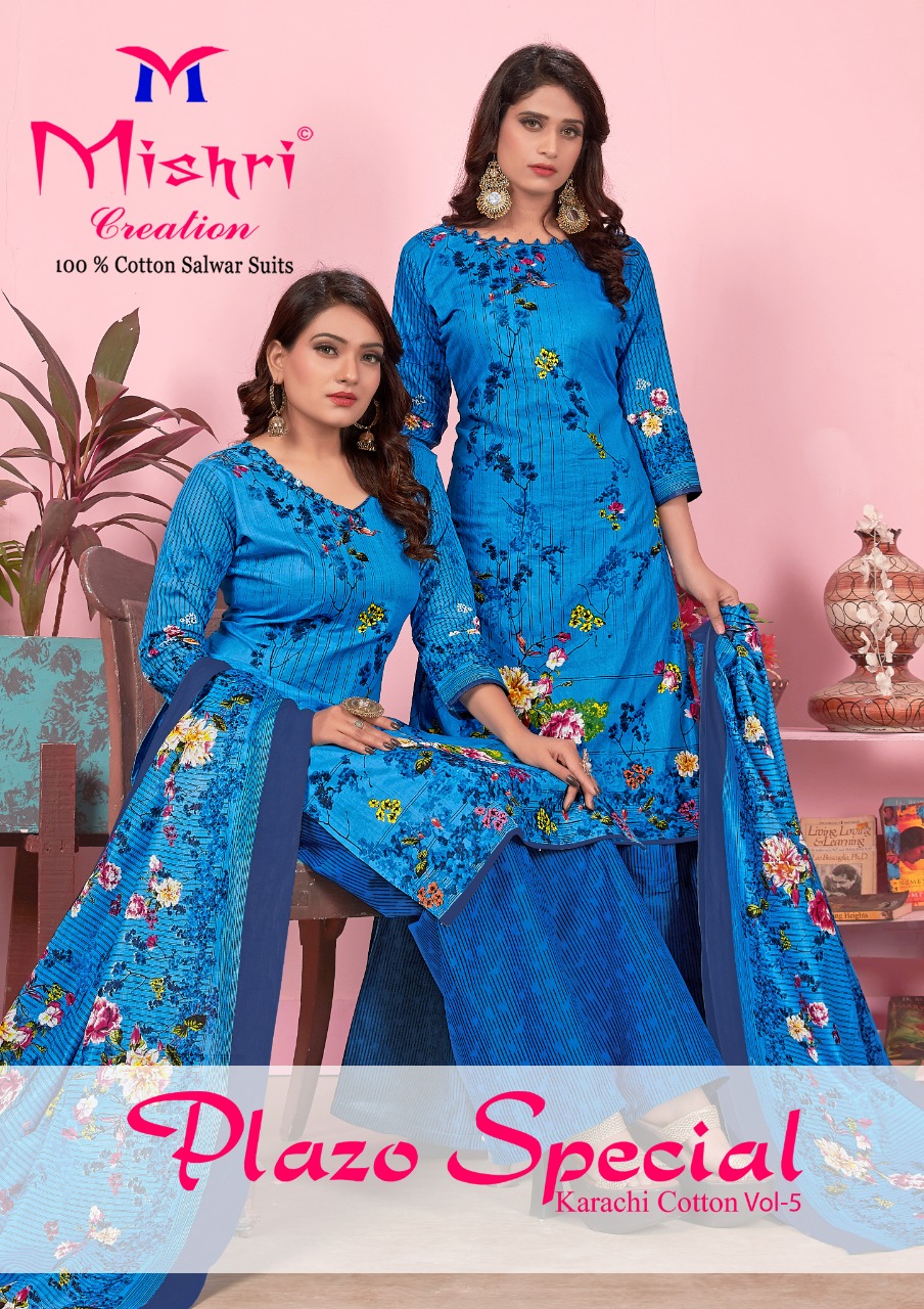 Mishri Creation Launched Plazzo Special Vol 5 Pure Cotton Dress Materials Salwar Suits