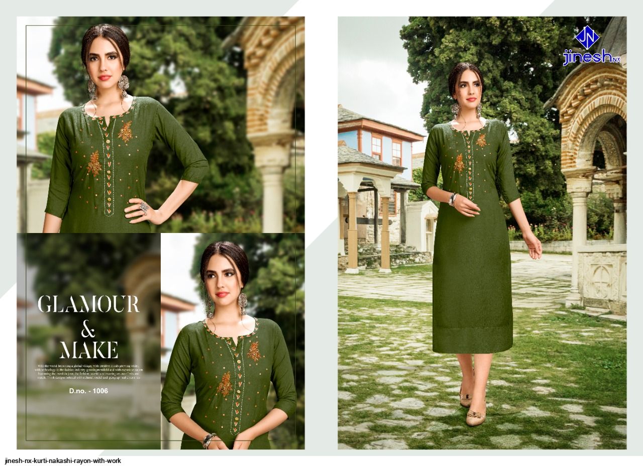 Jinesh Nx Kurti Nakashi Rayon With Work
