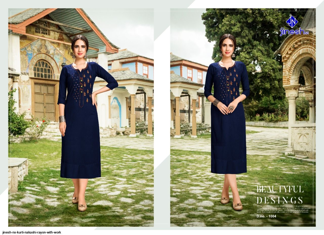 Jinesh Nx Kurti Nakashi Rayon With Work