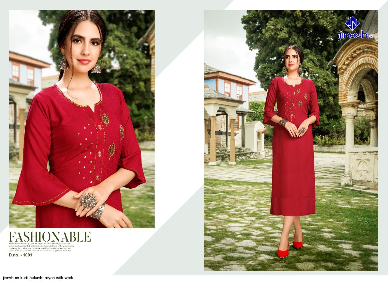 Jinesh Nx Kurti Nakashi Rayon With Work