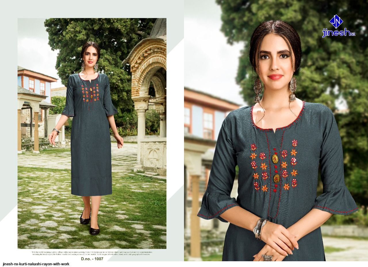 Jinesh Nx Kurti Nakashi Rayon With Work