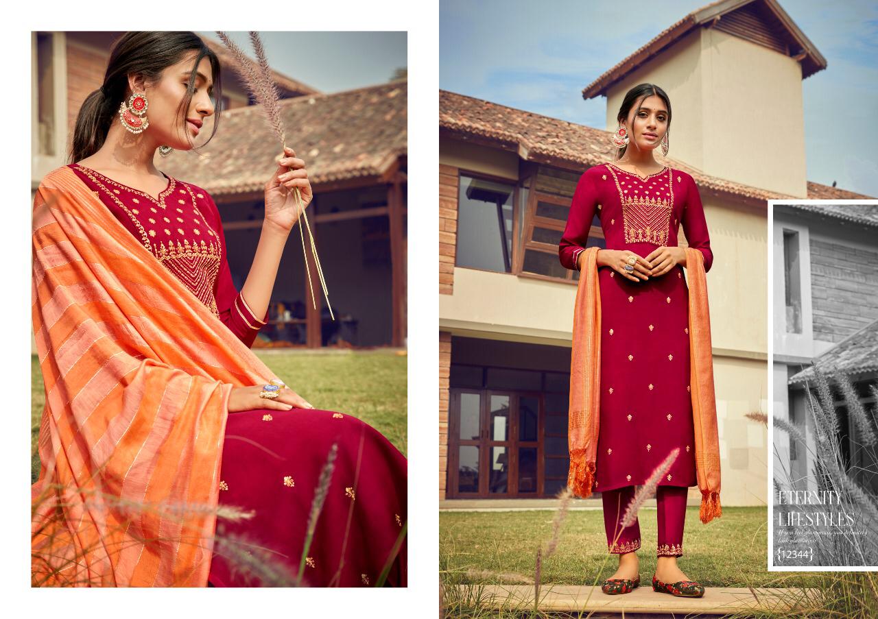 Kajree Ramee 12343-12346 Series Muslin Sequence Work Salwar Suits Collection