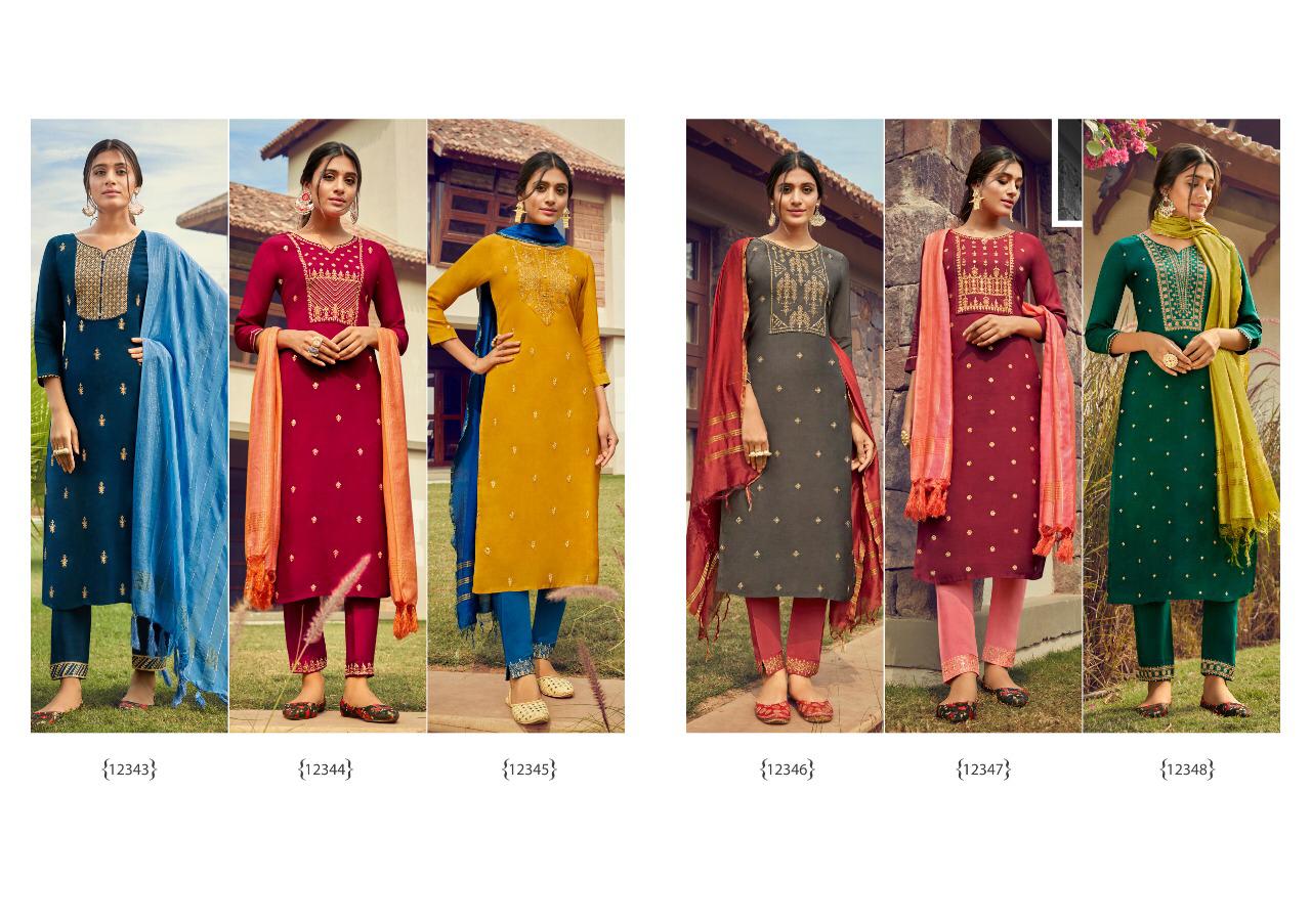Kajree Ramee 12343-12346 Series Muslin Sequence Work Salwar Suits Collection