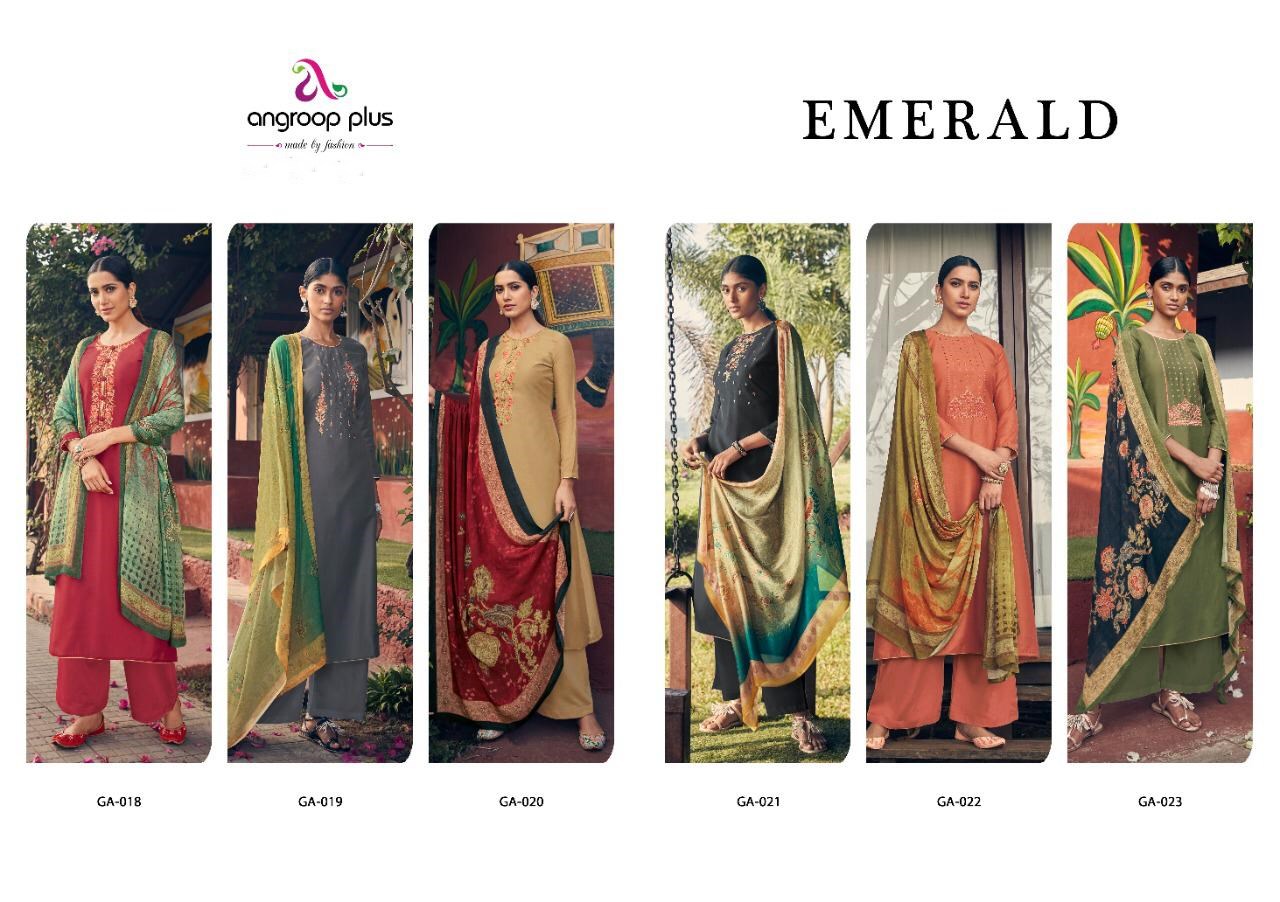 Emerald Designer Pure Jam Silk Cotton With Self Embroidery Work Dress Material