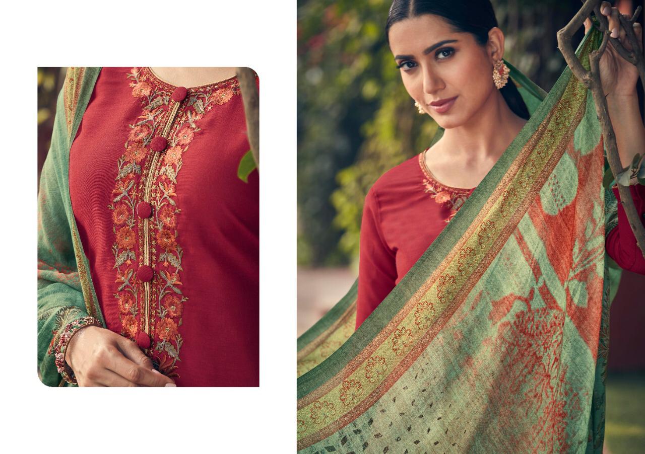 Emerald Designer Pure Jam Silk Cotton With Self Embroidery Work Dress Material
