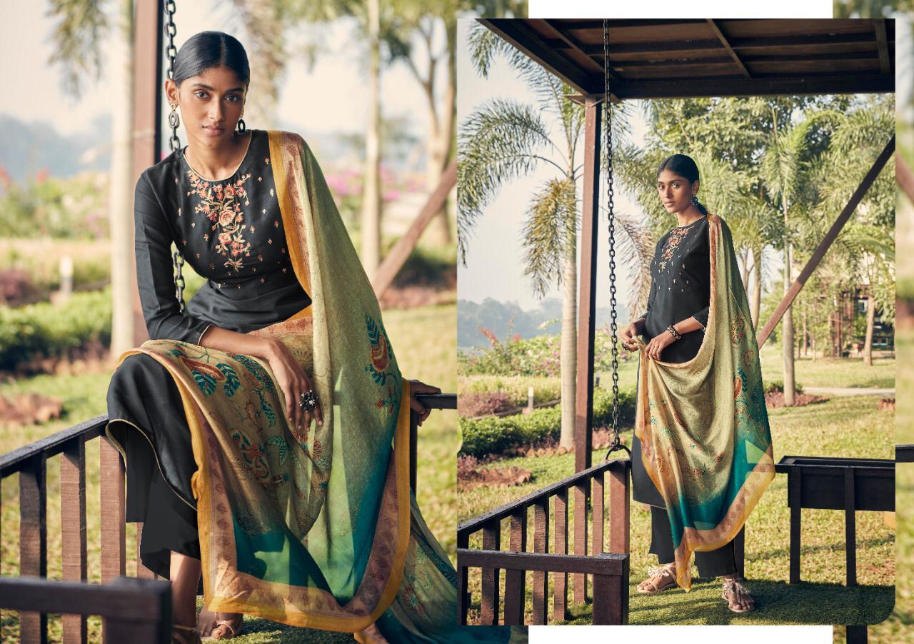 Emerald Designer Pure Jam Silk Cotton With Self Embroidery Work Dress Material