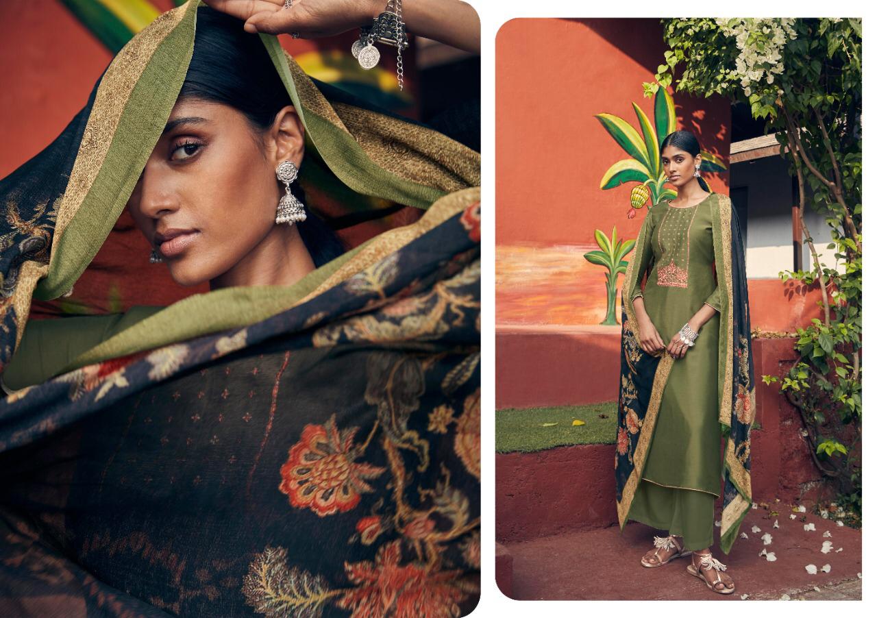 Emerald Designer Pure Jam Silk Cotton With Self Embroidery Work Dress Material
