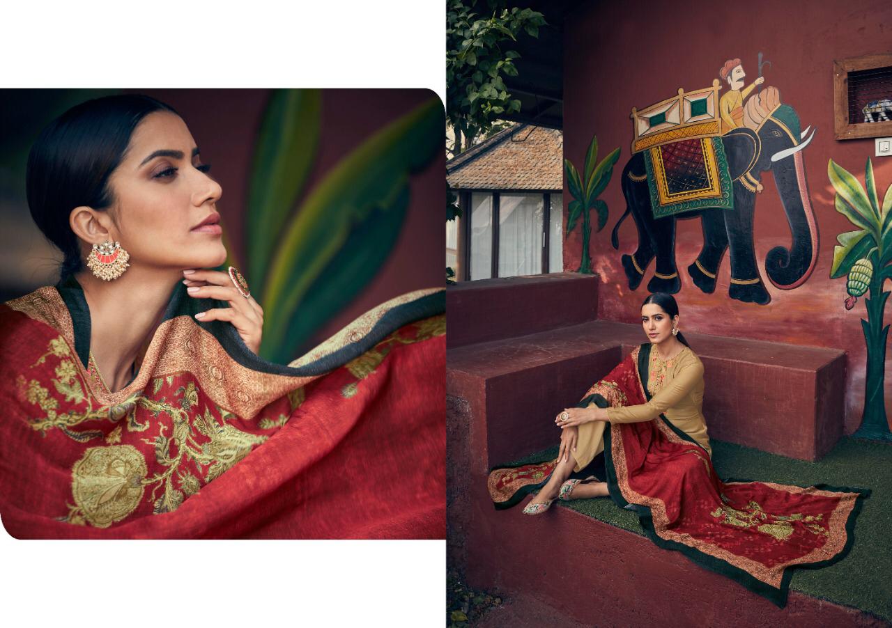 Emerald Designer Pure Jam Silk Cotton With Self Embroidery Work Dress Material