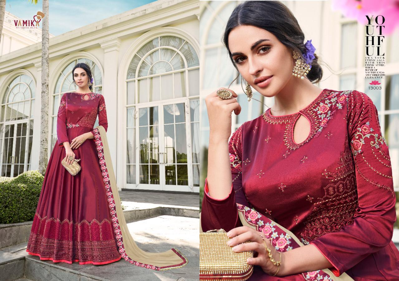 Salwar Kameez Ding Dong Silk Fabric Embroidery Work