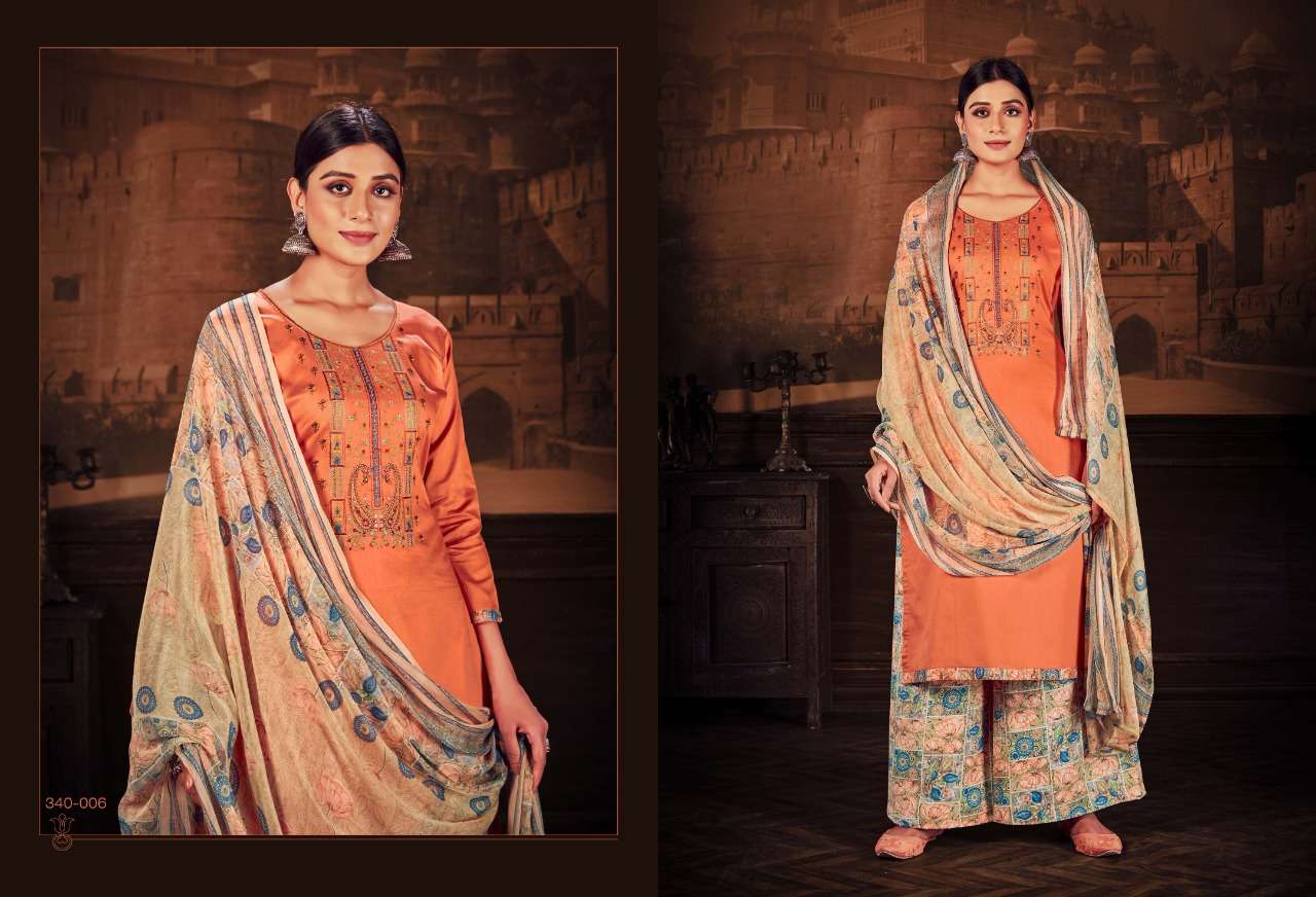 Jam Cotton With Embroidery Work Dress Material