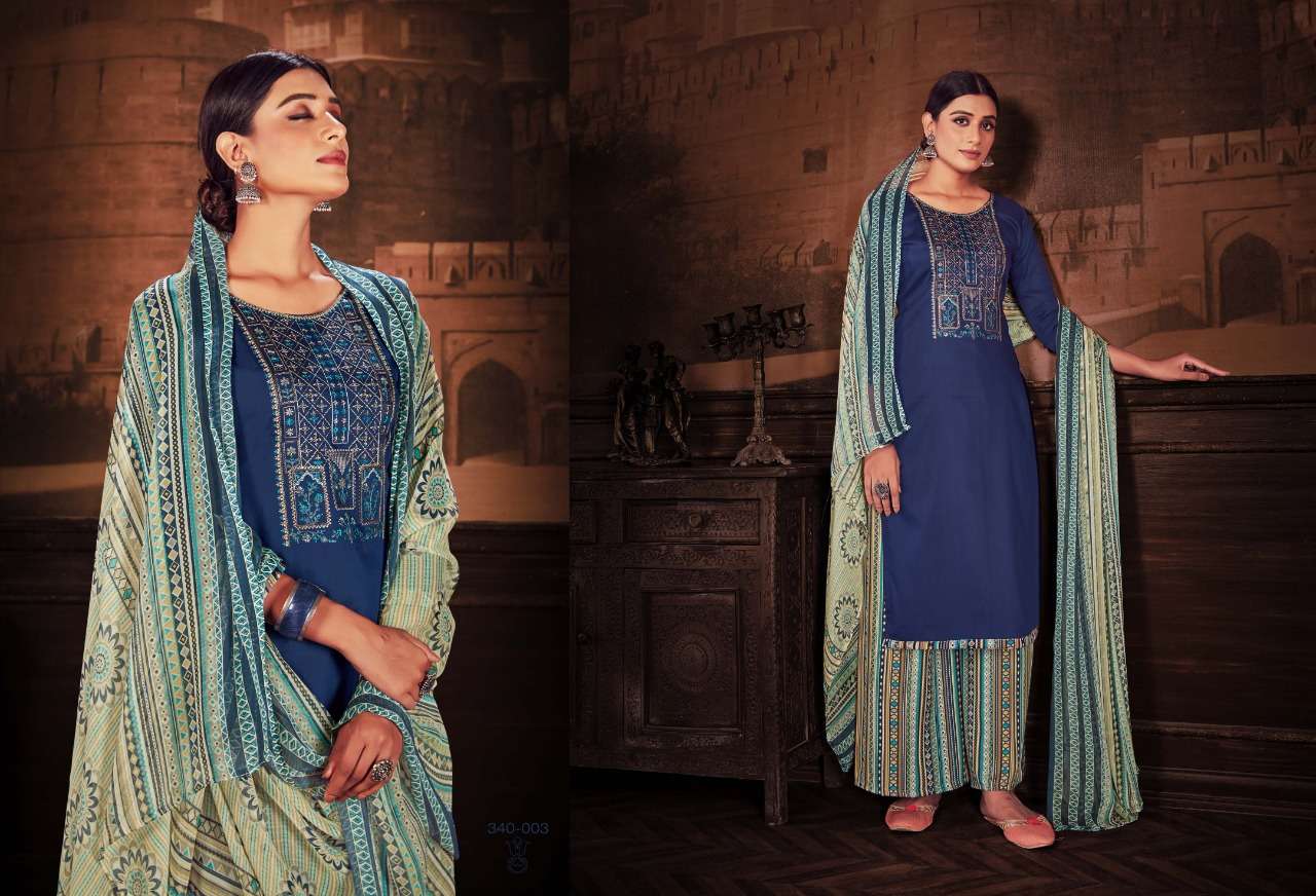 Jam Cotton With Embroidery Work Dress Material