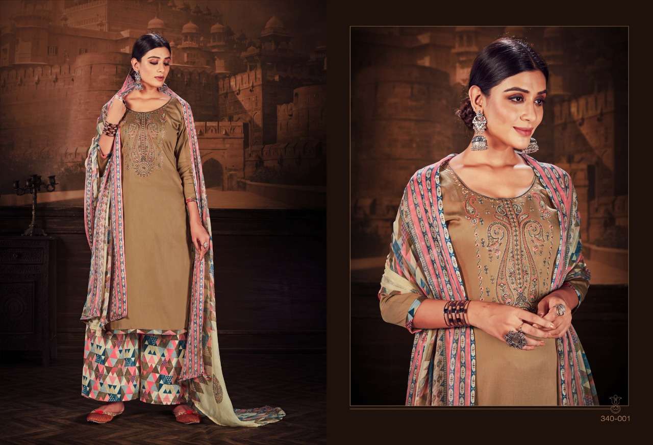 Jam Cotton With Embroidery Work Dress Material