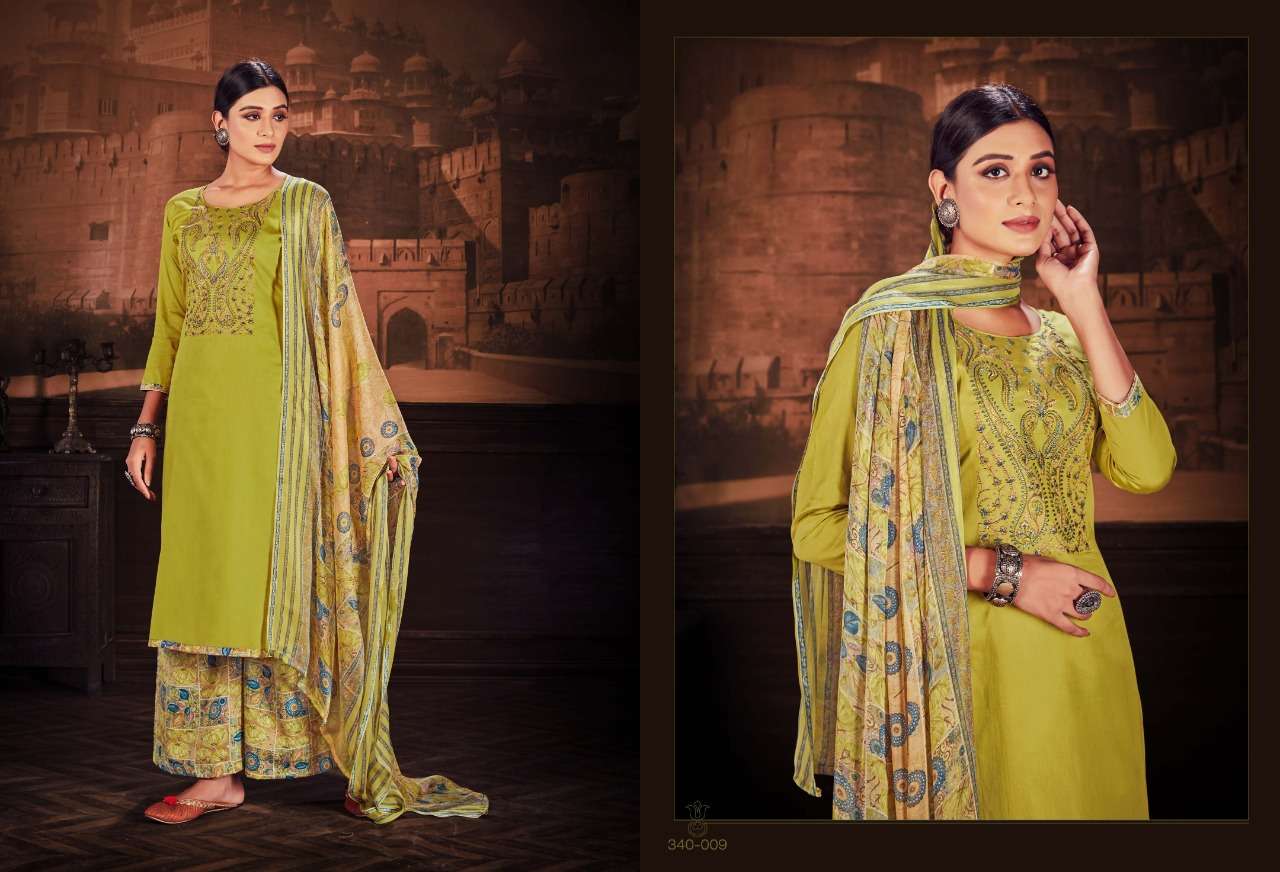 Jam Cotton With Embroidery Work Dress Material