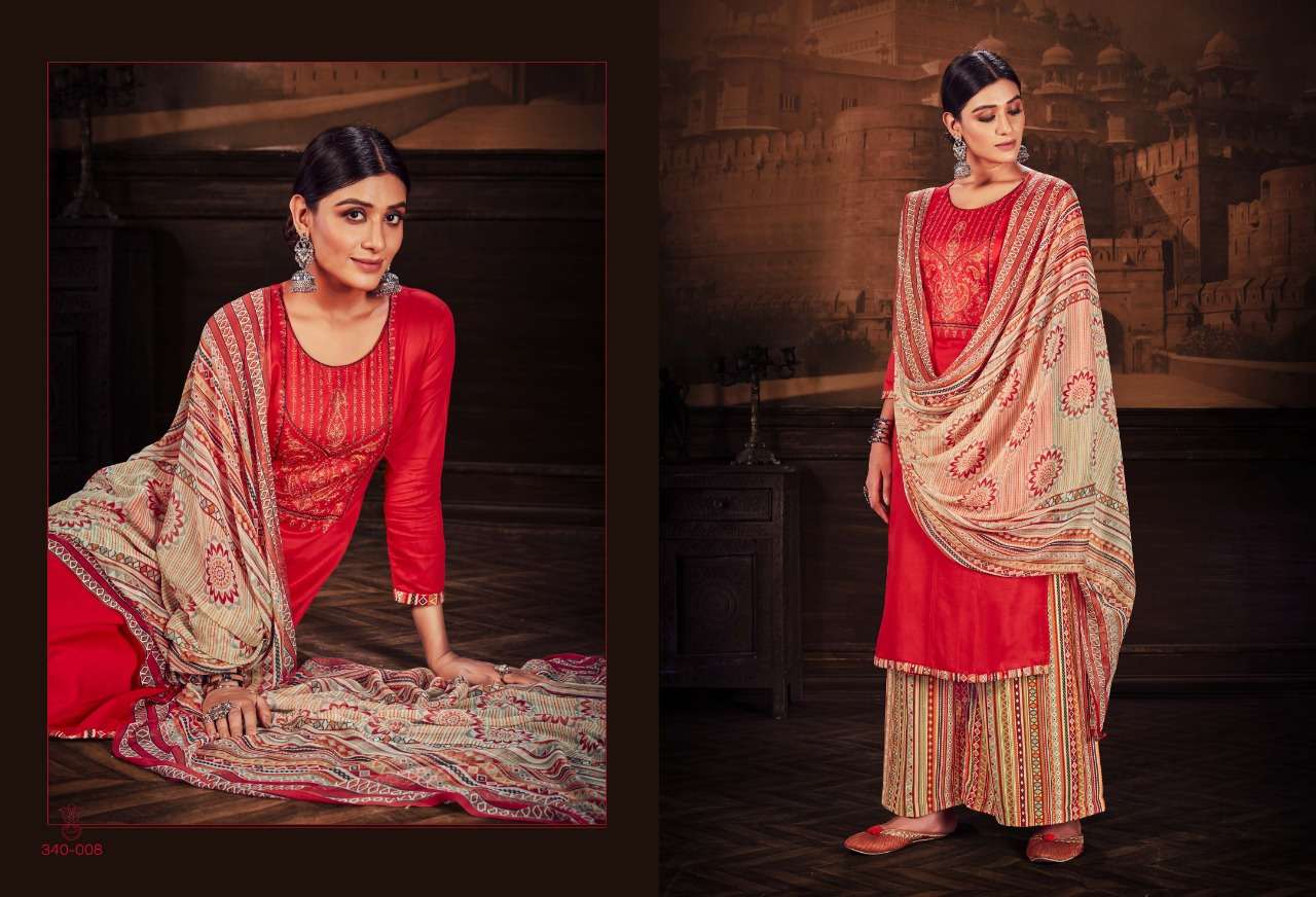 Jam Cotton With Embroidery Work Dress Material