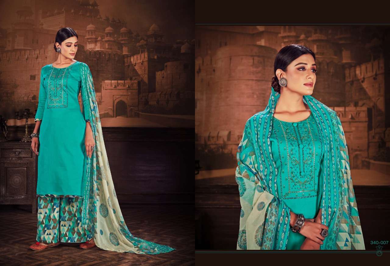 Jam Cotton With Embroidery Work Dress Material