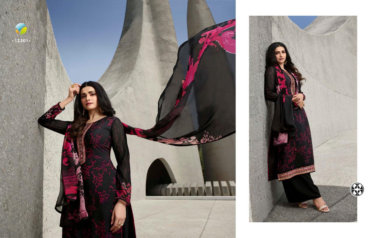 Designer Royal Crape Fabric Prachi Desai Style Salwar Kameez Formal Collection Plazzo Dress Material