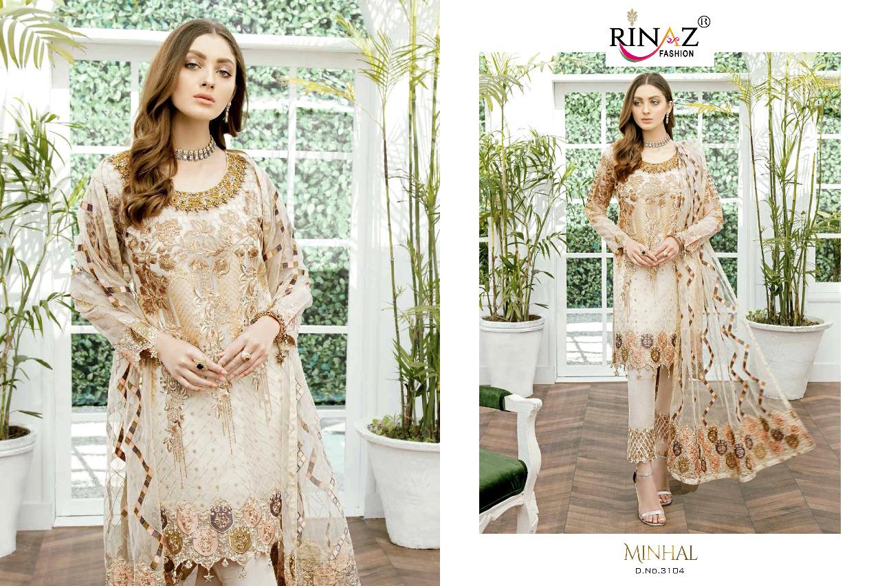 Rinaz Fashion Presnets Minhal Vol 2 3101-3107 Series Wholesale Pakistani Designer Suits Collection In Surat