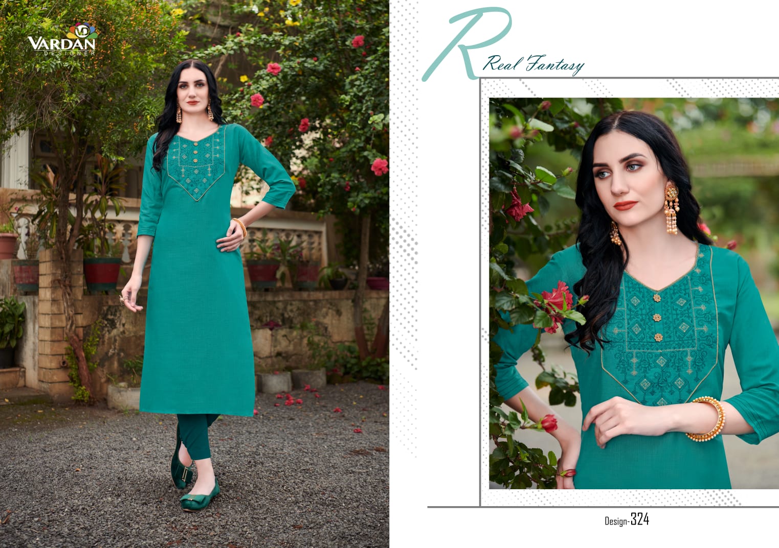 Vardan Designer Cloud Vol2 321-326 Series Nira Cotton Indian Women Fashion Straight Kurtis