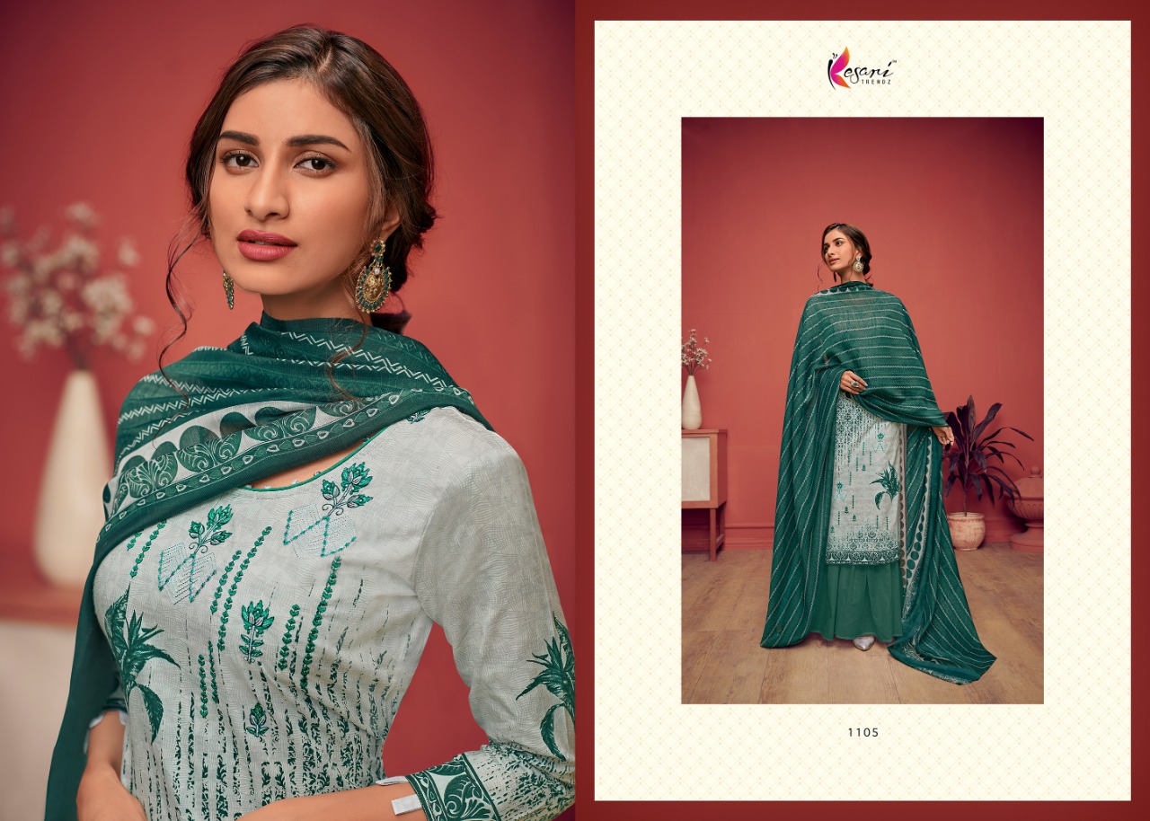 Kesari Trendz Alisa Vol 13 Printed Pure Cambric Cotton With Embroidery Work Dress Material At Wholesale Rate