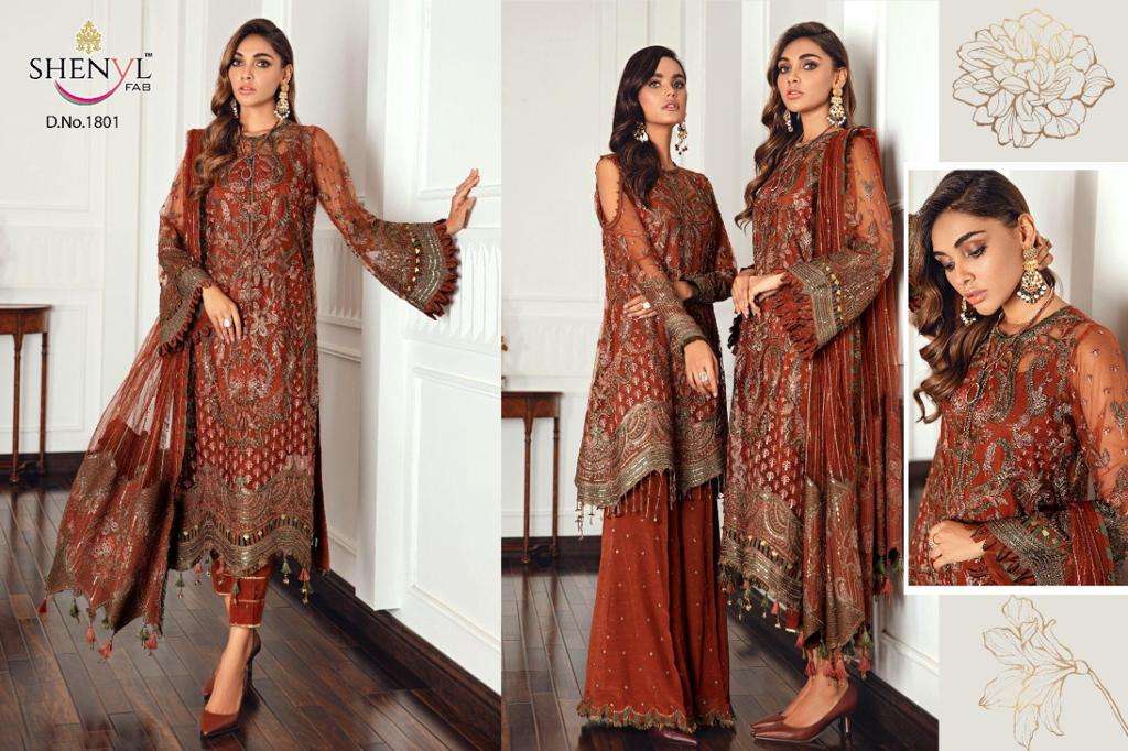 Shenyl Fab Shenyl Hits Vol 7 Faux Georgette With Embroidery Work Pakistani Suits Collection
