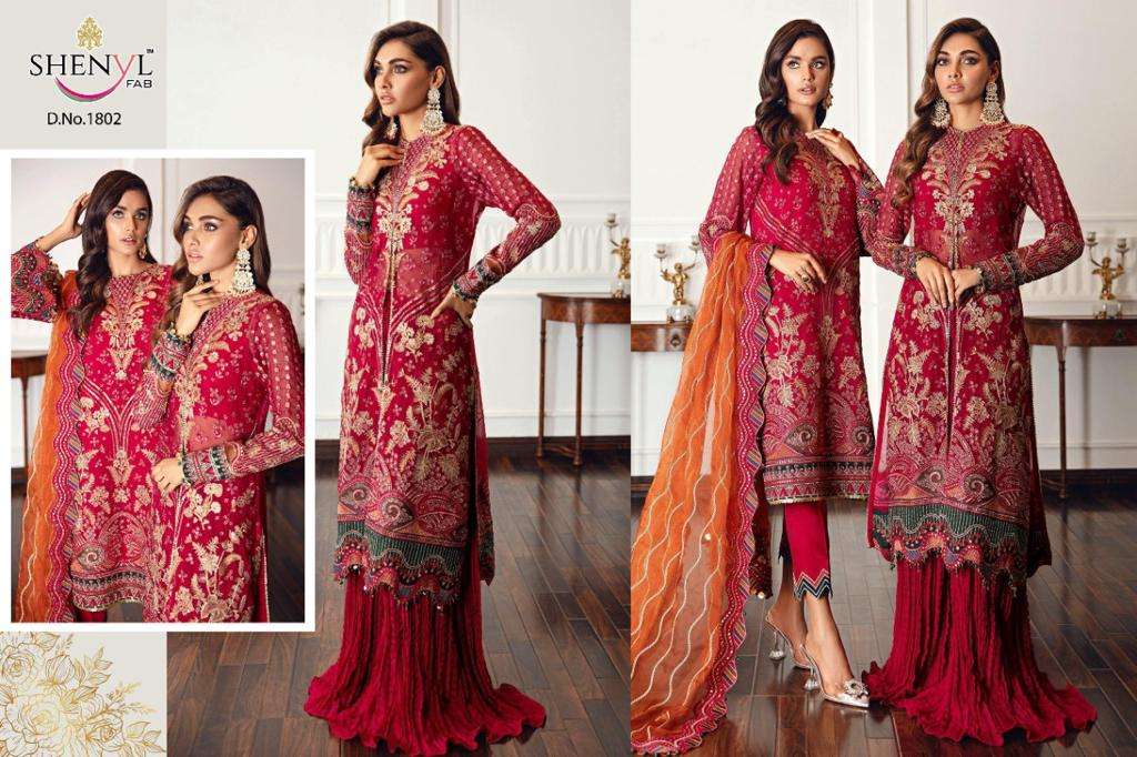 Shenyl Fab Shenyl Hits Vol 7 Faux Georgette With Embroidery Work Pakistani Suits Collection