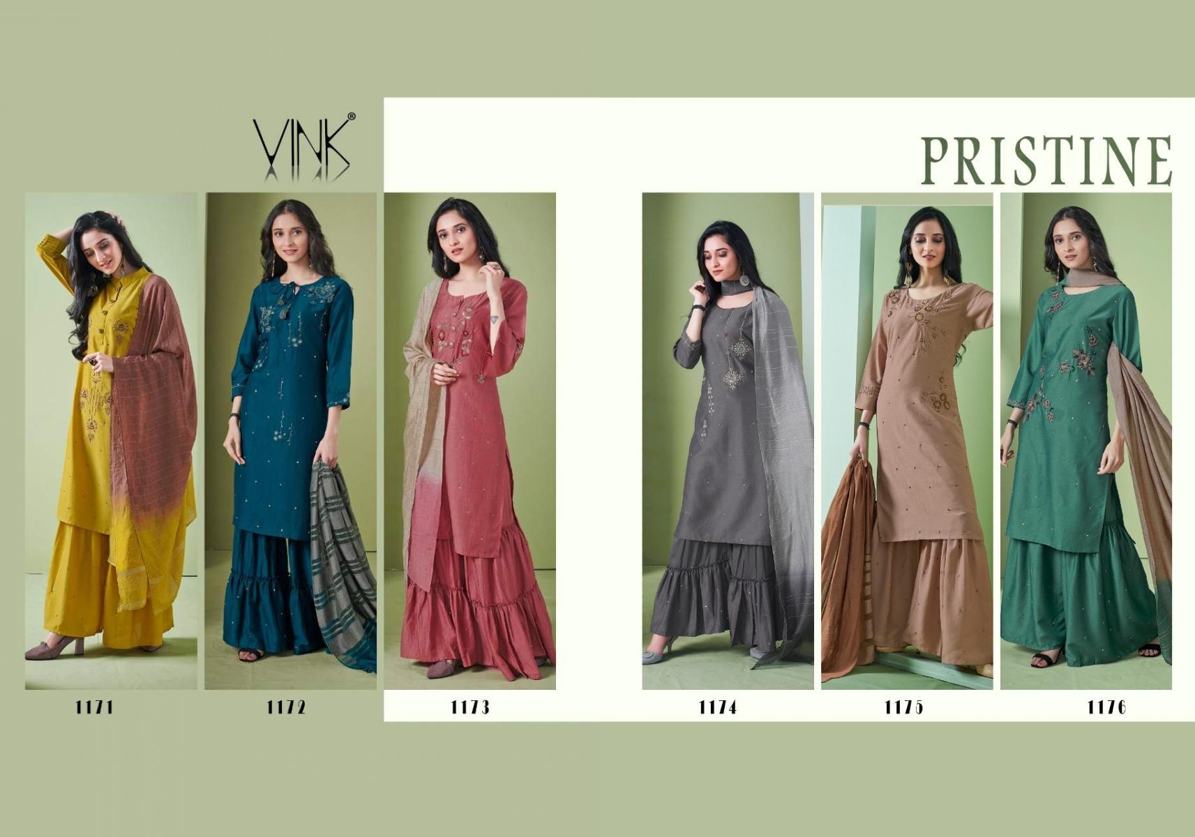 Vink Pristine Silk Fancy Work Special Occasion Wear Best 3pcs Kurtis