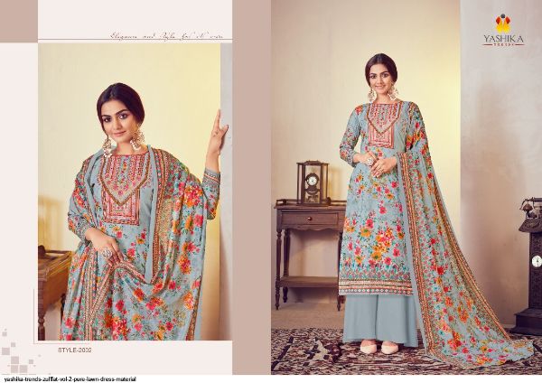 Yashika Trends Presnets Zulffat Vol 2 Pure Lawn Dress Material Wholesale Rate In Surat