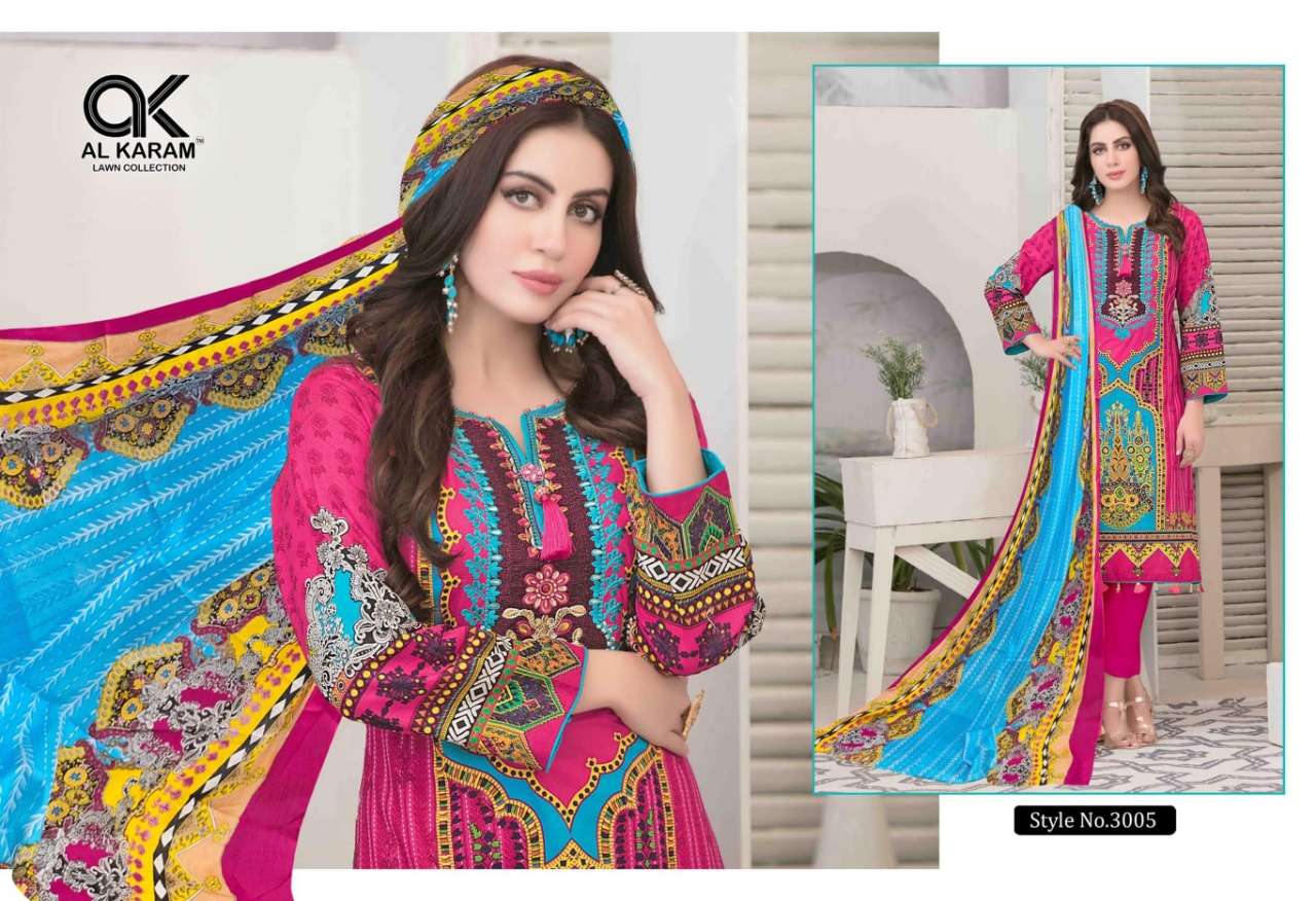Al Karam Vol-3 Series 3001-3010 Pure Cambric Printed Dress Materials