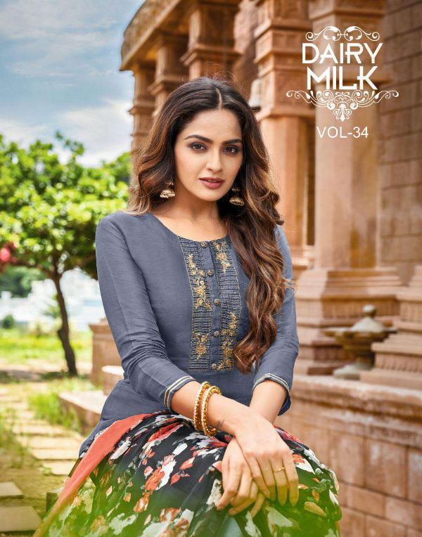Angroop Presnets Dairy Milk Vol-34 Salwar Kameez Wholesale Rate In Surat