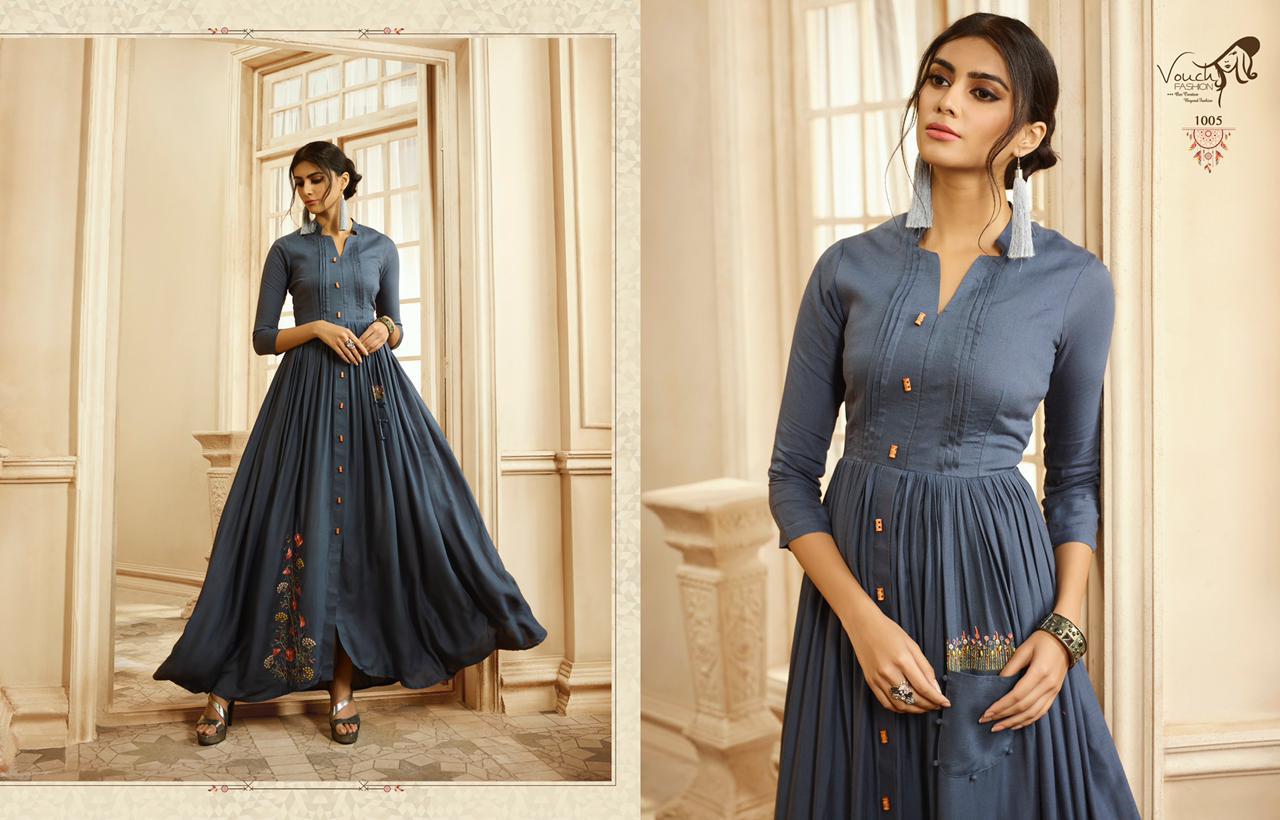Pure Rayon Cotton Fabric Embroidery With Hand Work Indian Woman Fashion Festival Collection Long Designer Kurtis