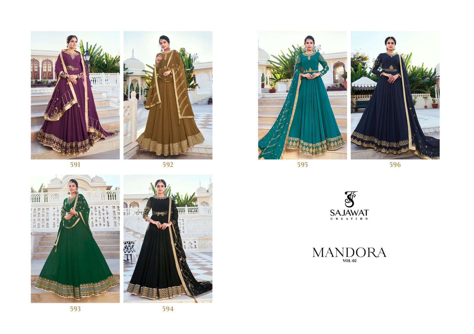 Sajawat Creation Mandora Vol-2 Heavy Georgette With Embroidery Work Readymade Suits Collection