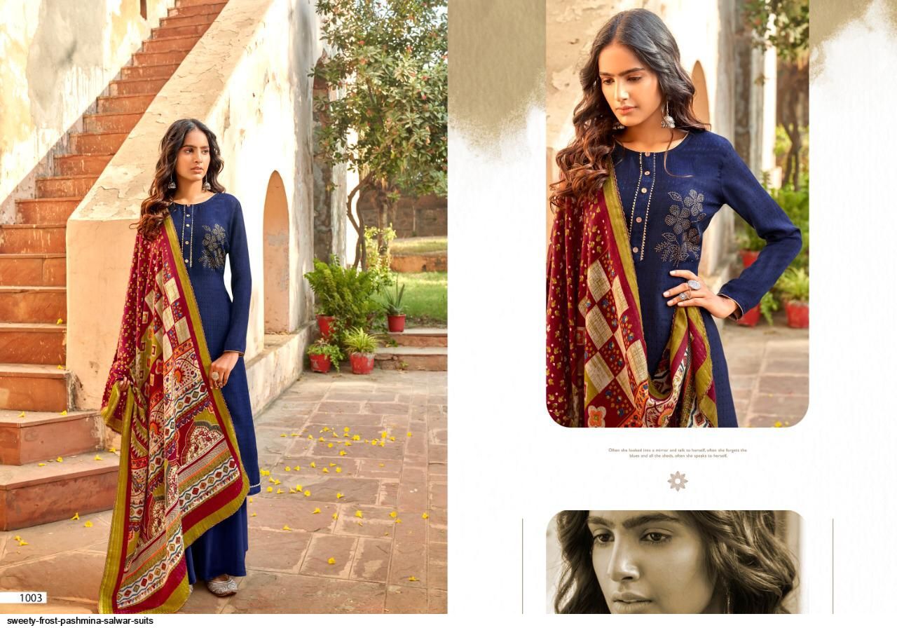 Sweety Fashion Presnets Frost Pashmina Dress Material Wholesale Rate In Surat