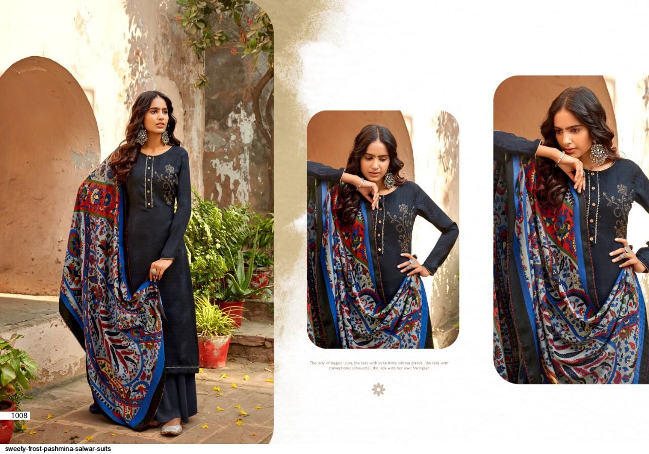 Sweety Fashion Presnets Frost Pashmina Dress Material Wholesale Rate In Surat